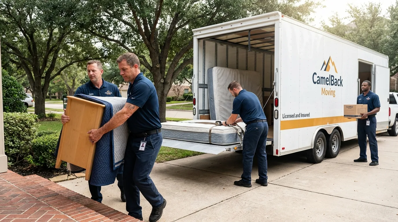 Crew loading residential truck for cross-state move from Fruitland Park, FL