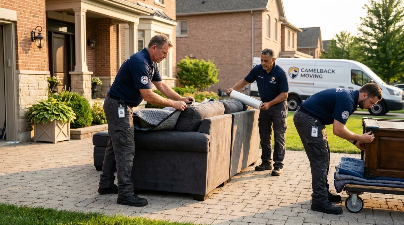 Large estate moving crew wrapping furniture in Fruitland Park, FL