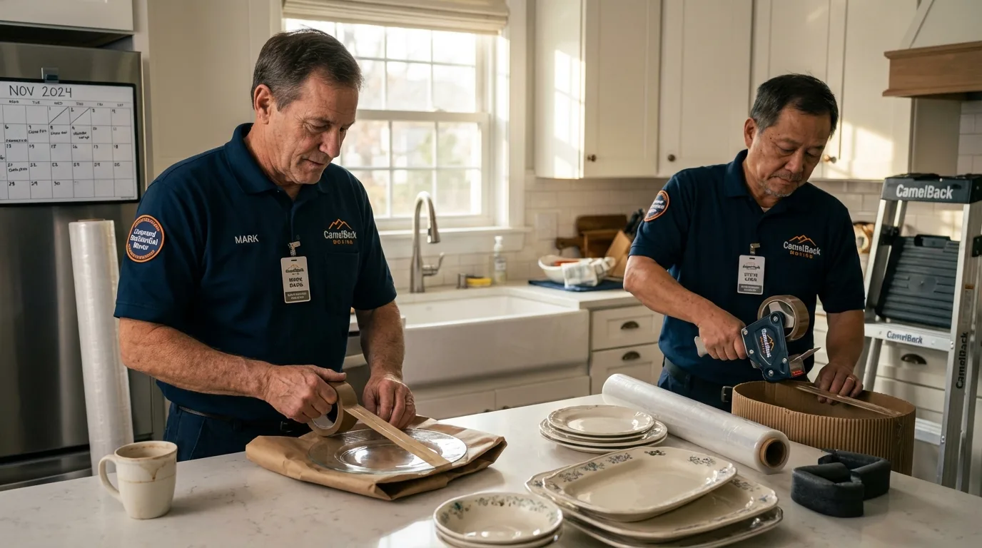 Professional crew packing kitchen dishware in Fruitland Park, FL